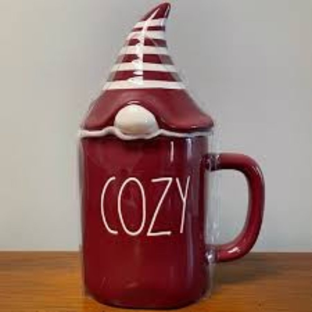 Rae Dunn Cozy Gnome Mug With Topper (Burgundy)